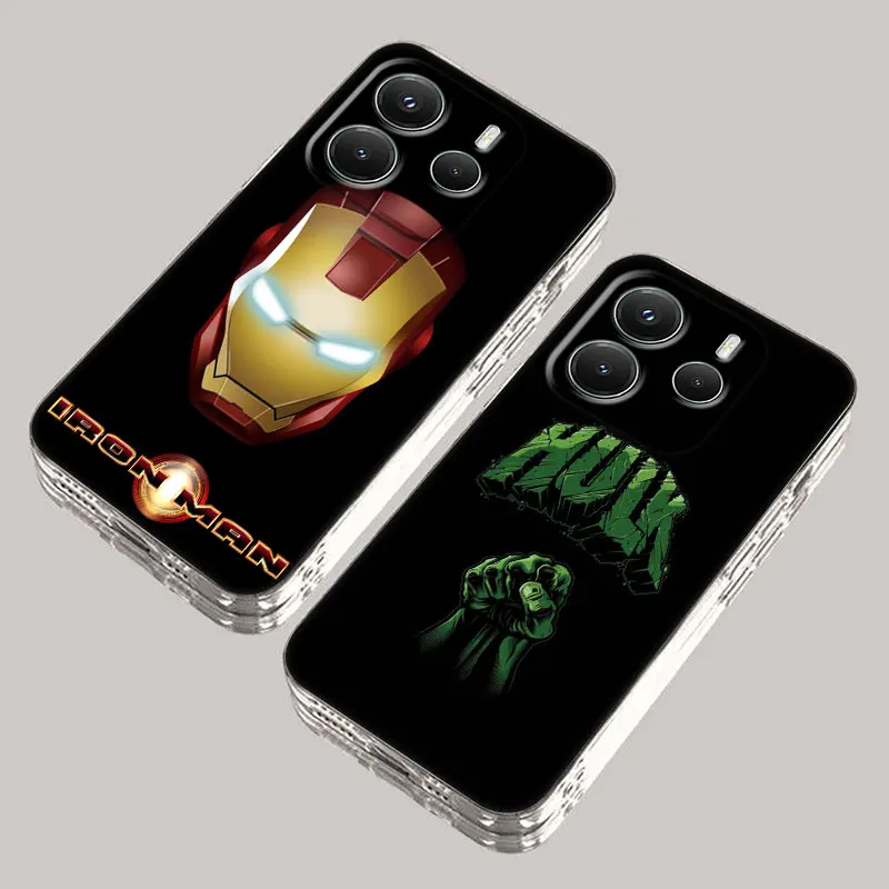 

Marvel Cap USA Ironman Hulk Phone Case For Redmi Note 15 Pro 14 13 12 11 10 15 Pro + Plus 5G A7 10C 12C 13C 14C 15C Clear Cover