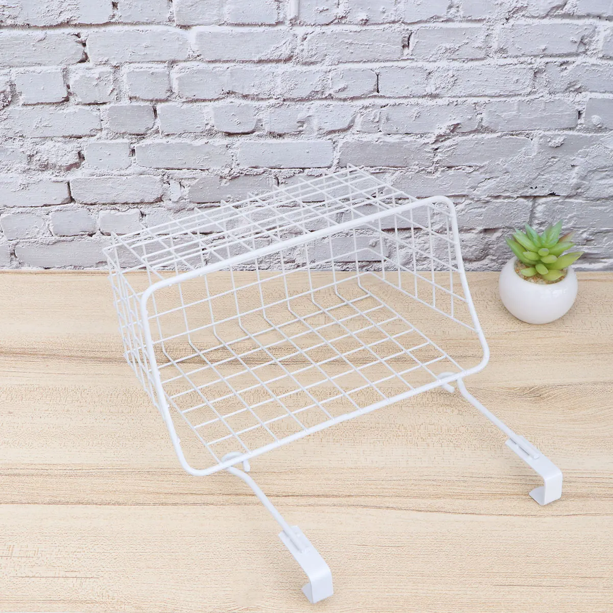 

Hanging Storage Rack White Cabinet Door Baskets Organizer Easy Install Remove Maximize Space Coating Over Door Basket