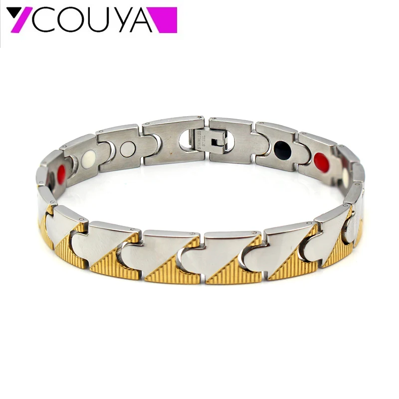 Stainless Steel Magnetic Bracelet Health Slimming Four in One Negative Ion Energy Bracelet Magnets Couple Wristband Jewelry Gift