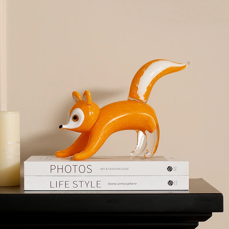 Luxury Glass Crafts,Squirrel Sculpture Ornament,Glass Artwork Desktop Decoration,Handicraft Gift,Nordic Room Decor,Art Statues
