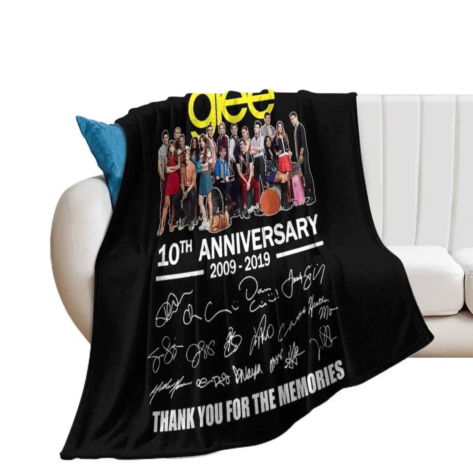 #Glee 10Th Anniversary All Cast Signed Thank You Throw Blanket wednesday Warm Blankets