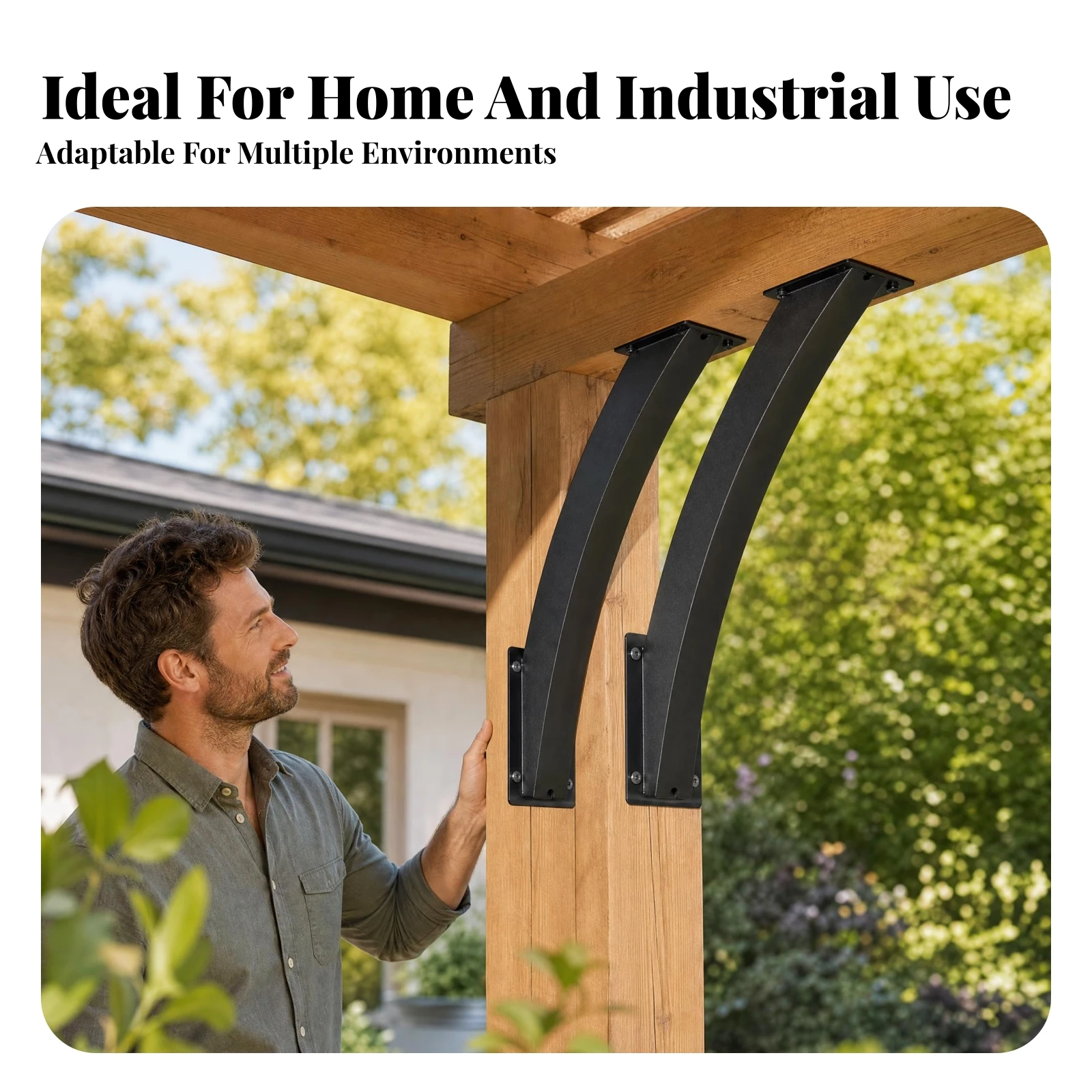 2 Pieces Curved-Style Angle Support Bracket Outdoor Curved Steel Bracket Wood Corner Brace Timber Corner Connector Heavy Duty