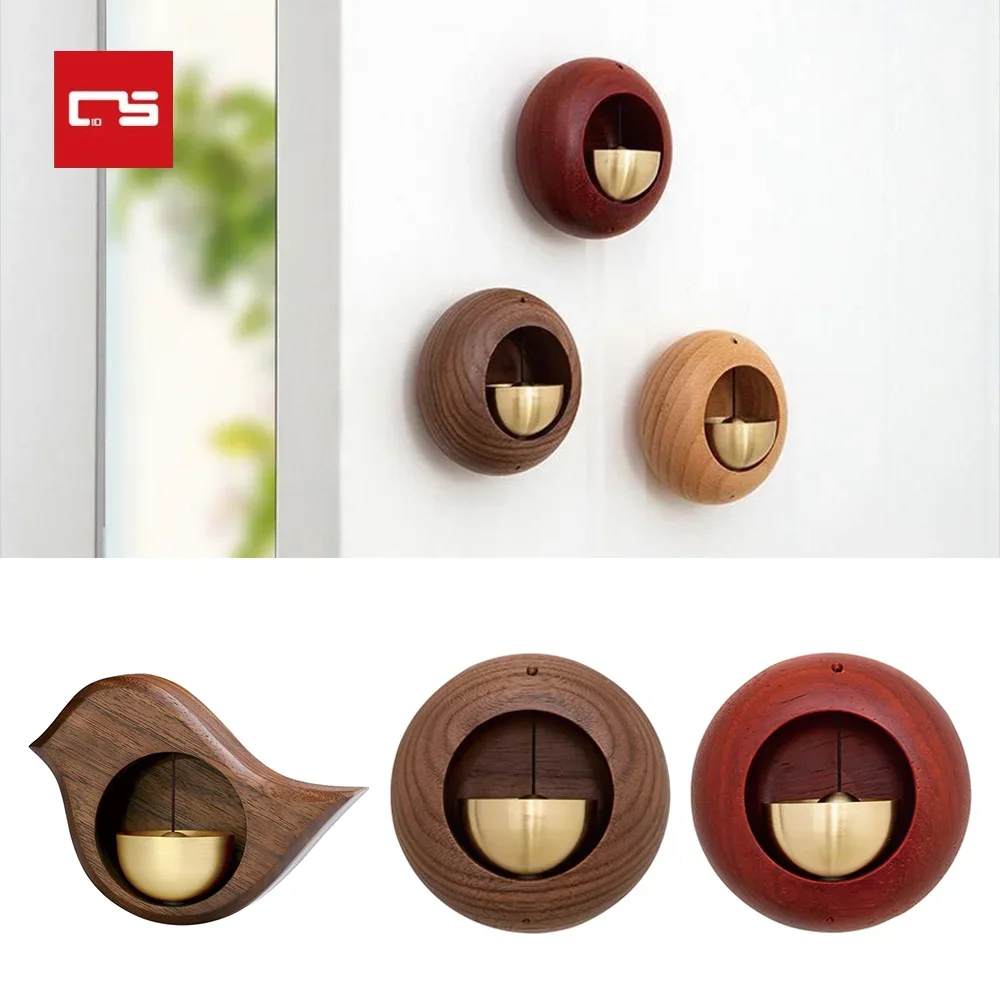 Japanese Wind Chimes Wood Doorbell Bird Bell Pendant Copper Bells Shopkeepers Bell for Door Opening Sculptures Figurines