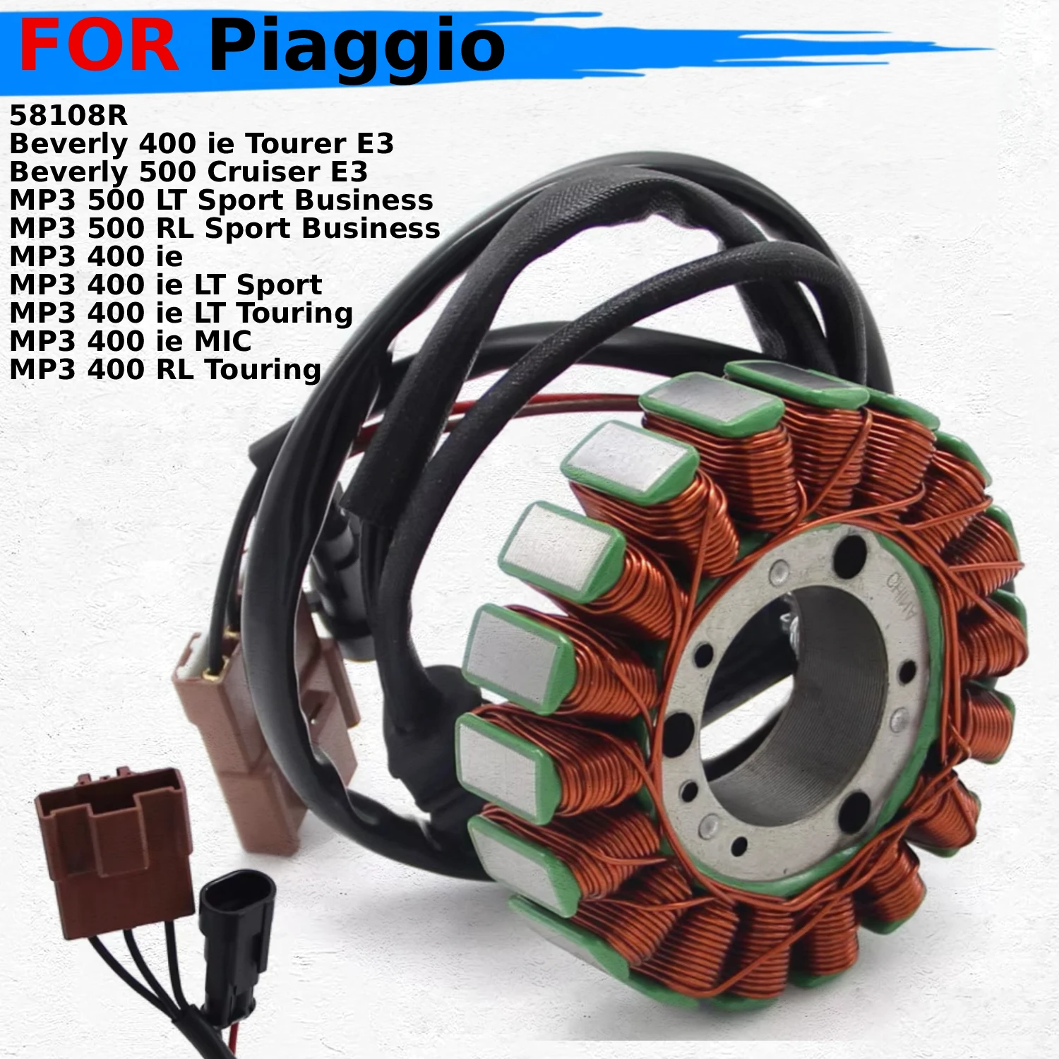 

Motorcycle Generator Stator Coil Comp For Piaggio Beverly 400 ie Tourer 500 Cruiser E3 MP3 ie LT Sport RL Touring MIC 58108R