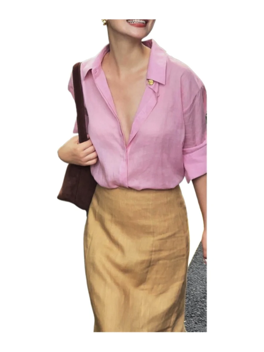 Faionable mat rose irt et jupe longue ensemble vêtements pour femmes deux pièces costume coréen Sle Polyester Fiber tenue d'été