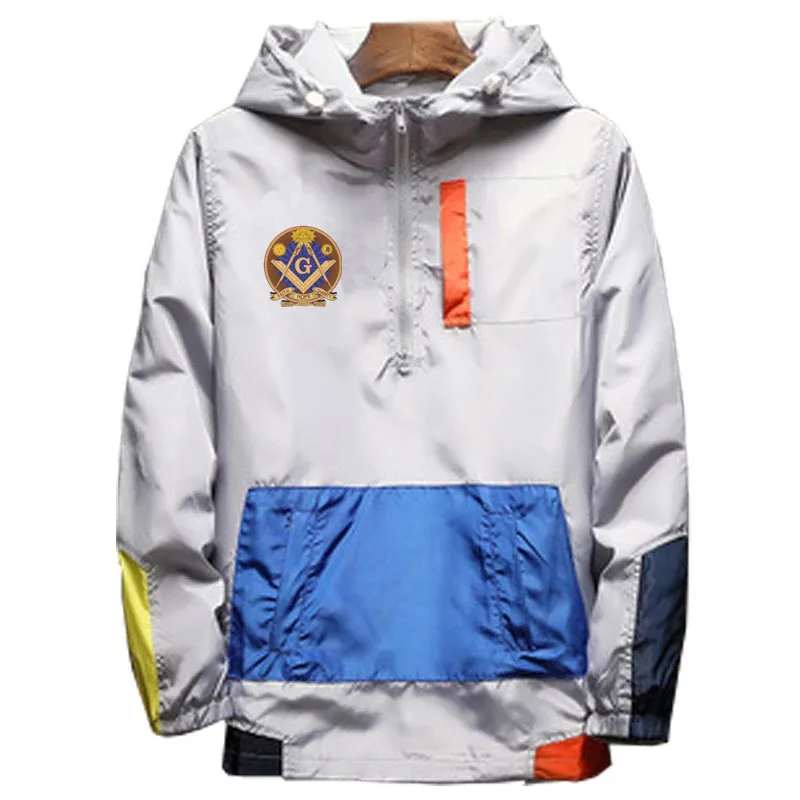 New Mason Masonic Freemasonry God Geometry Men's Zipper Hooded Hoodie Jakcet Patchwork Windbreaker Coat Sweatshirt Hoodies tops