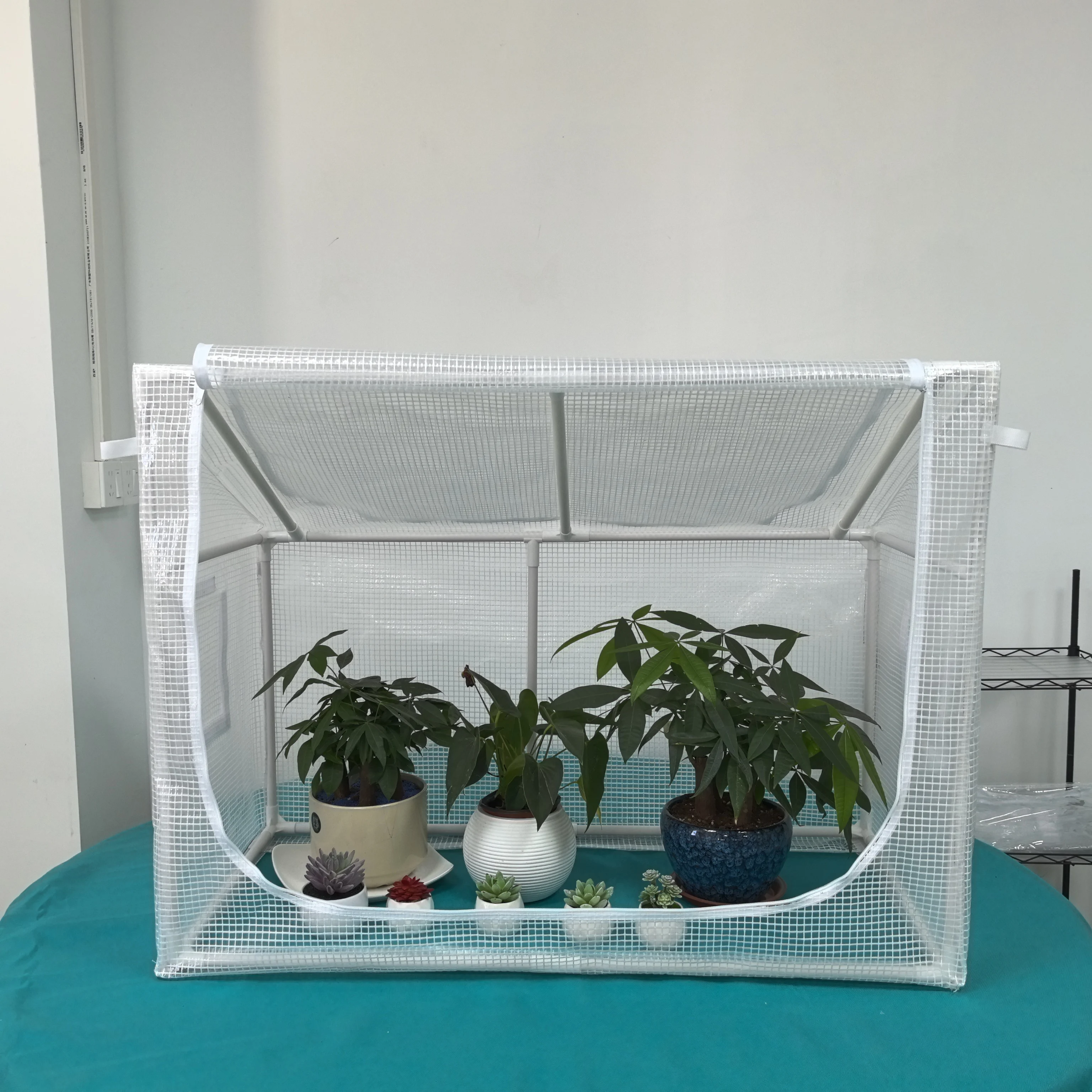 Multi-Functional Sloped Roof Pet House Mini Greenhouse for Garden Potted Plants Vegetables Succulents Windproof Warmth Retention