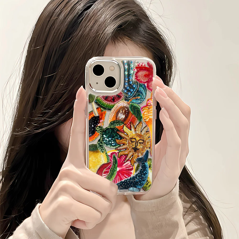 Luxury Abstract Sun Phone Case For iPhone 16E 16 15 14 13 12 11 Pro Max XR XS MAX 7 8 Plus SE 2022 Abstract Sun Graffiti Case