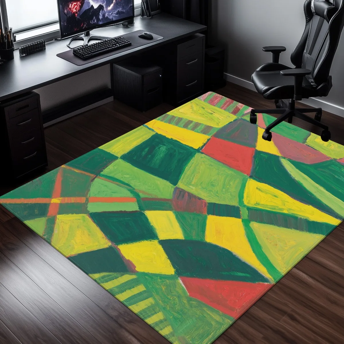 Vibrant Geometric Rug – Bold Abstract Art Design, Colorful Modern Floor Mat for Living Room & Home Decor