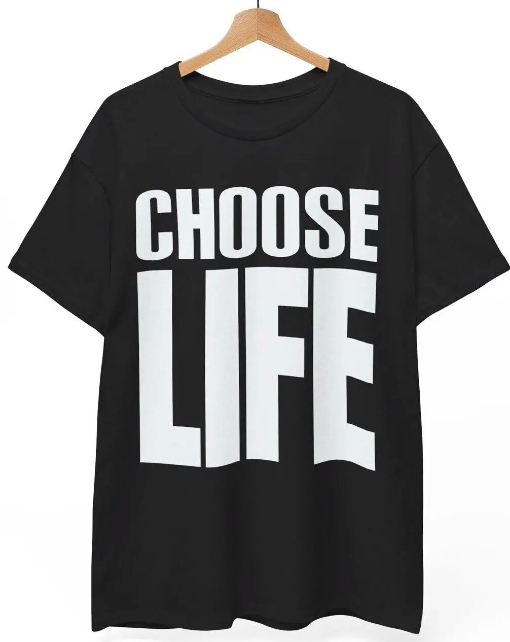 CHOOSE LIFE Black T Shirt Wham George Michael Retro 80's fancy dress Unisex Tee