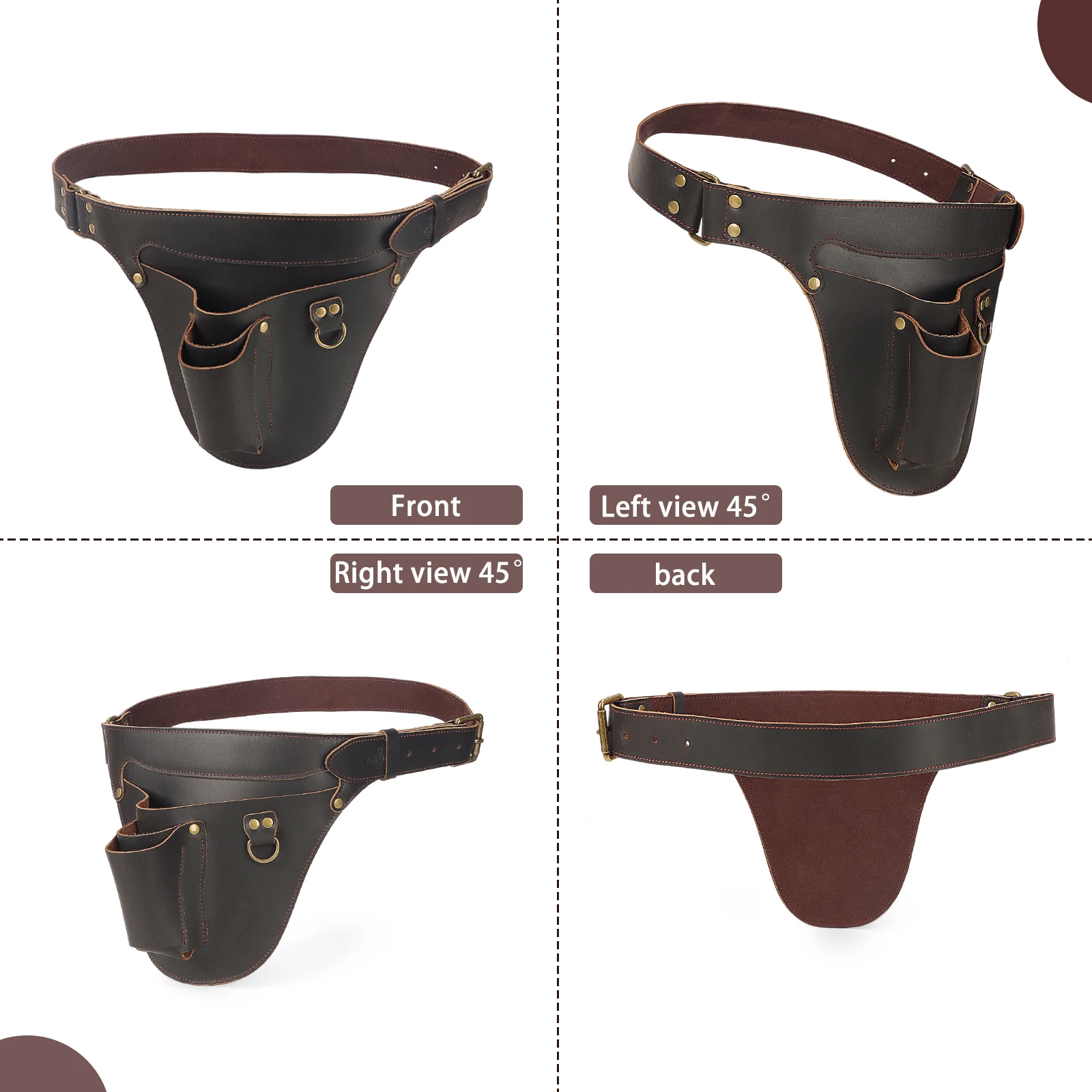 Tourbon Leather Florists Tool Belt Bag Gardener Carry Pouch Gardener Holster Electrician Carpenter Holster 3 Pockets