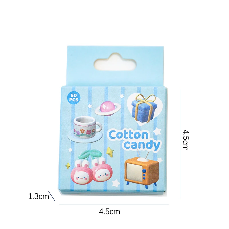 1Set Kawaii Boxed Sticker Suikerspin Serie Cartoon Kleine Patroon Zegel Stickers Voor Dagboek Hand Account Decoratie