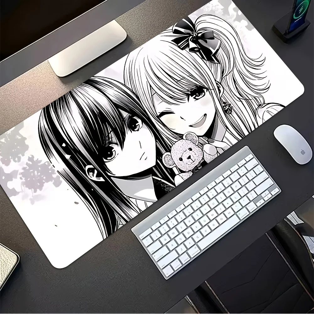 Cute Anime Girls with Teddy Bear Desk Pad Non-Slip Gaming Mouse Mat
