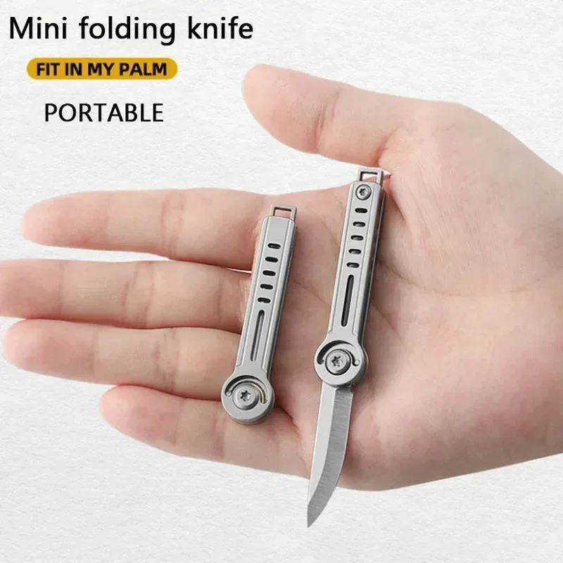 Portable Outdoor Mini Folding Knife with Stainless Steel Blade, Keychain Pendant, Travel Camping Cutting Tool