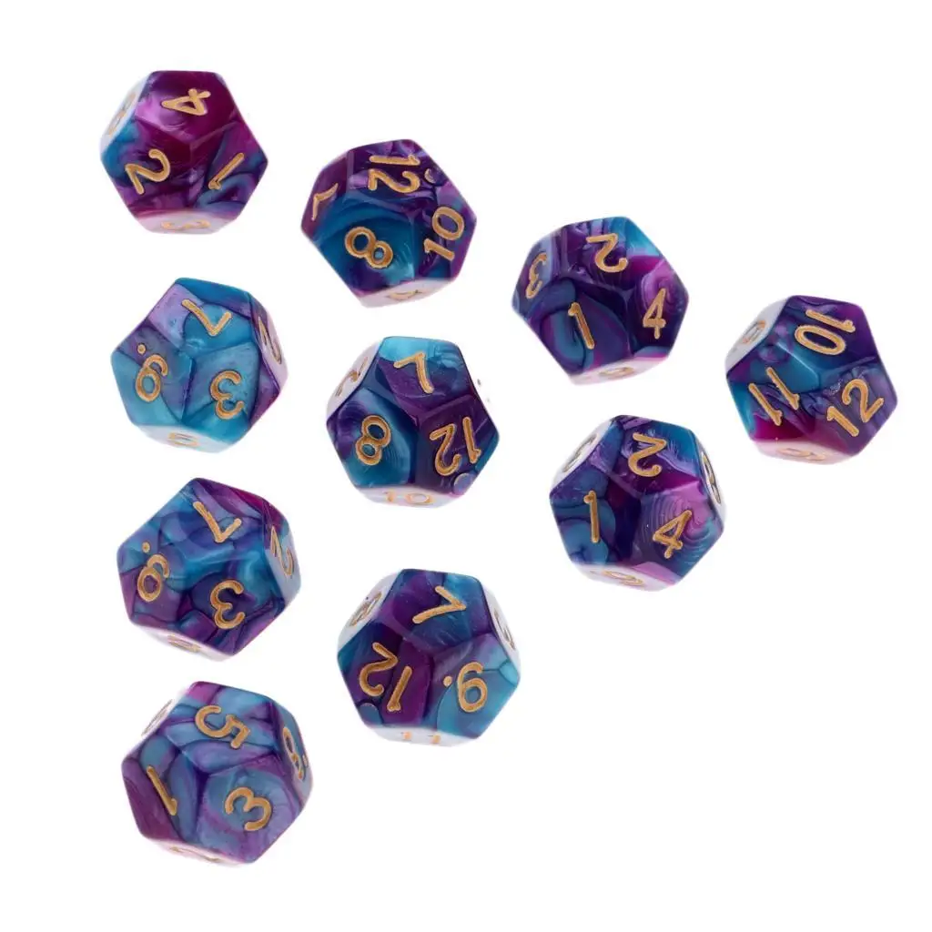 Ensemble de dés polyèdres multi-faces D & D TRaf, 7 pièces, couleur, pour petit déjeuner, paquet de 10 pièces, D12