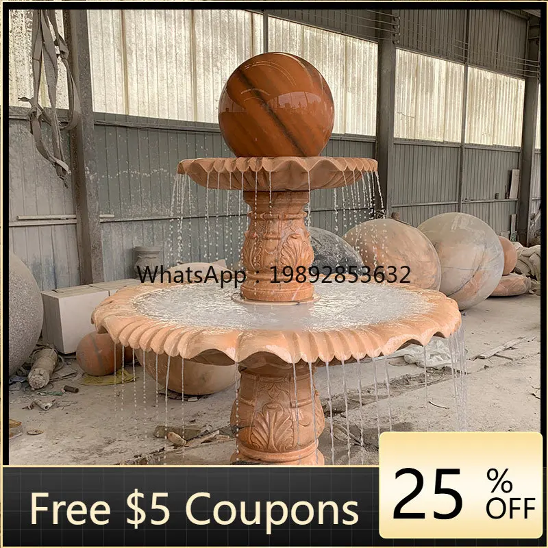 L2-3  Fountain Landscape Large Feng Shui Ball Garden Ornament Stone Carving Water Bowl Household Pool