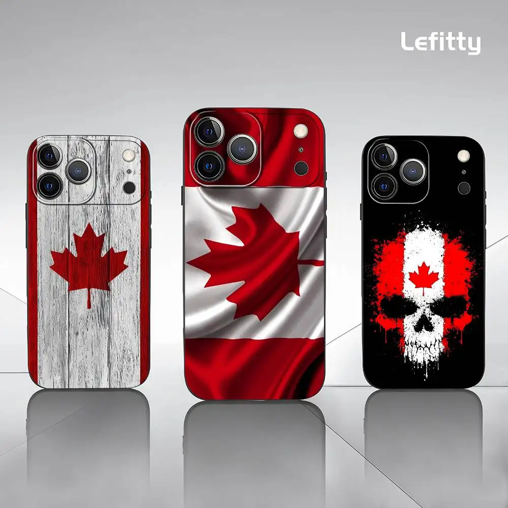

Cool Canada Flag Phone Case For iPhone 17 16 15 14 13 Pro Max Plus Mini Black Frosted Soft Shell Funda