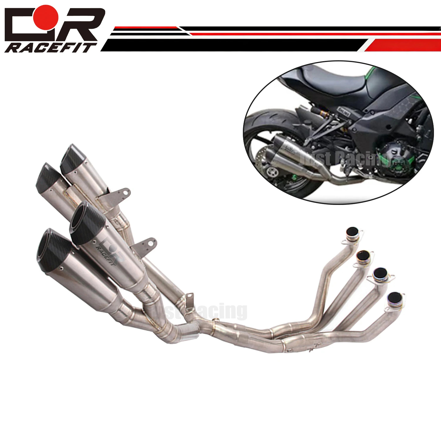 Titanium alloy Exhaust System Front Link Carbon Fiber Muffler Pipe For Kawasaki Z1000 Ninja Z 1000 2010-2019