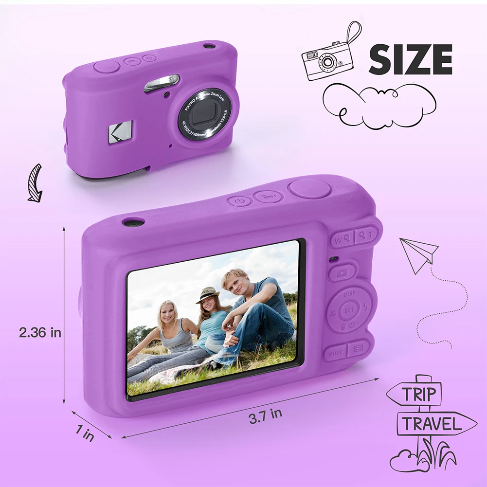 Für KODAK PIXPRO FZ45 Slim Fit Kameratasche mit Trageband, leichte Kamera-Hülle, kratzfeste Outdoor-Reisekamera-Schutzhülle