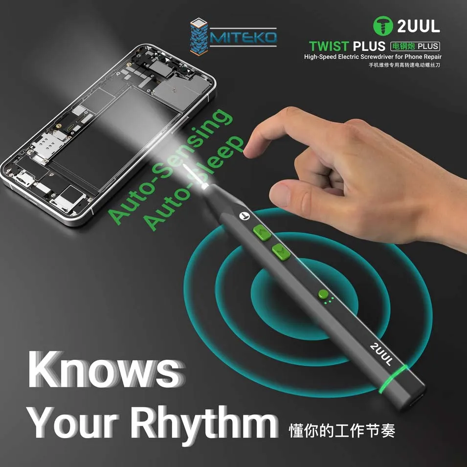 2UUL Twist Plus Electric Screwdriver 400 RPM with 4 Screwdriver Bits Light Function for Mobile Phone Repair Screw Removal Tool