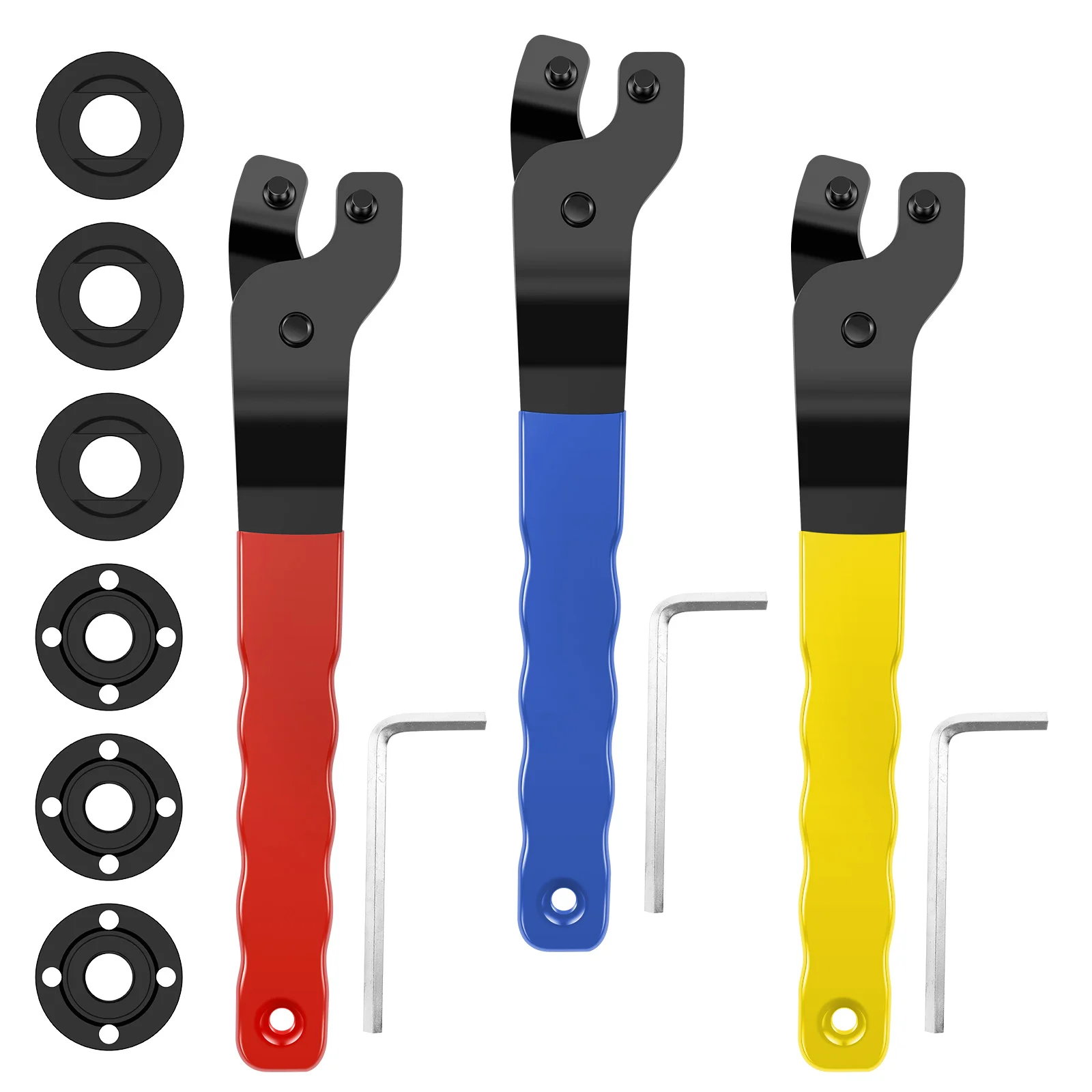 

Angle Grinder Wrench Set Adjustable Angle Grinder Accessories Wrench with Hex Key 5/8" Anti Slip Flange Metal Spanner for Repair