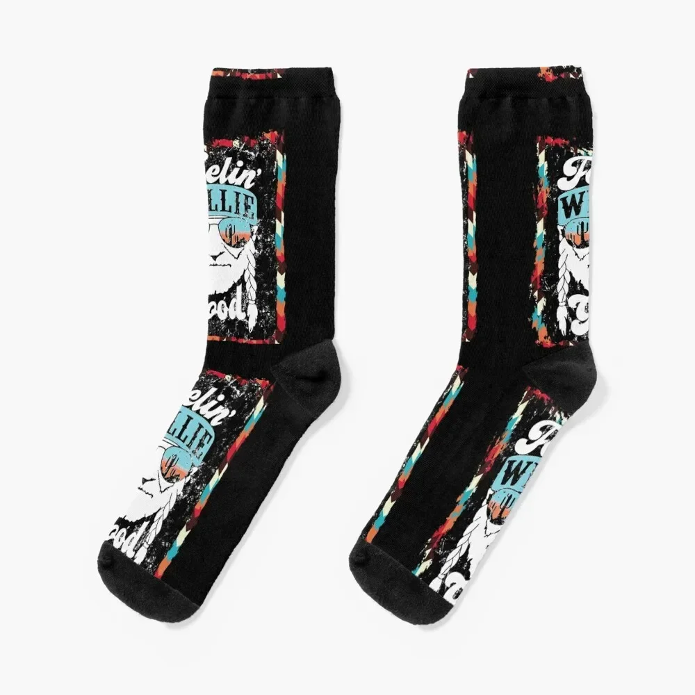 feeling wille good-willie nelson Socks with print Soccer happy professional running Socks Woman Men's