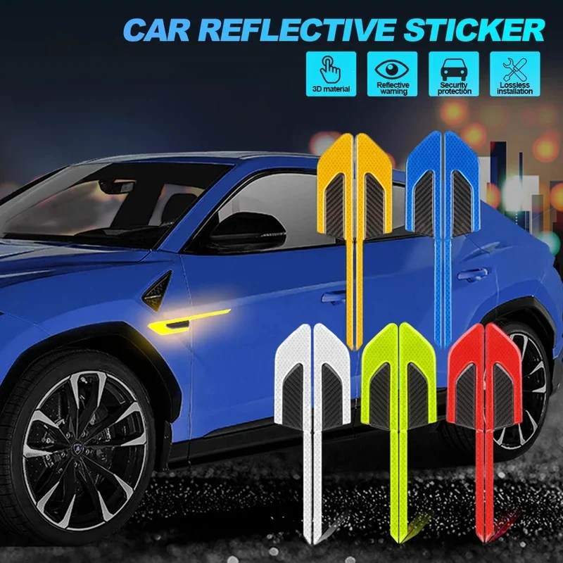 1-5Set Car Reflective Auto Truck Safety Warning Tape Car Door Protector Bumper Anti-Collision Strips Secure Reflector Stickers