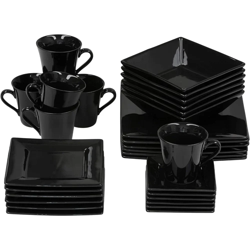 30 Pc Dinnerware Set, Black