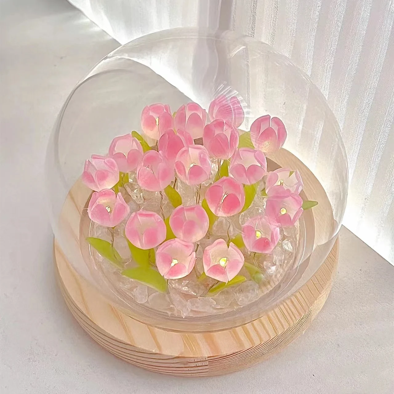 The product can be customized.Tulip Nightlight Handmade DIY Finished Material Pack Heat Shrinkable Gift for Best Friend Girl