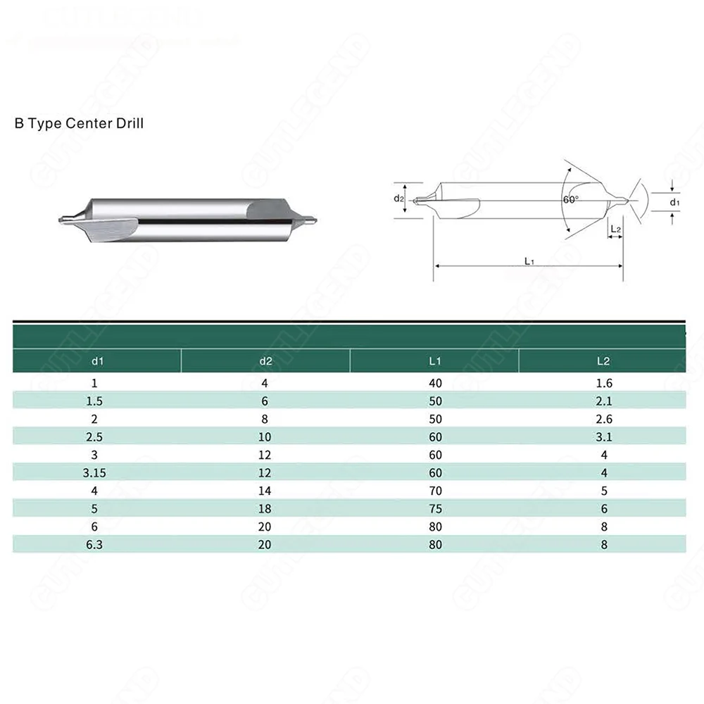 A/B Type Carbide Center Drill Bits 60 Degree Double-head 1 1.5 2 2.5 3 3.5 4 5mm Tungsten Steel Drilling Tool For Steel Aluminum