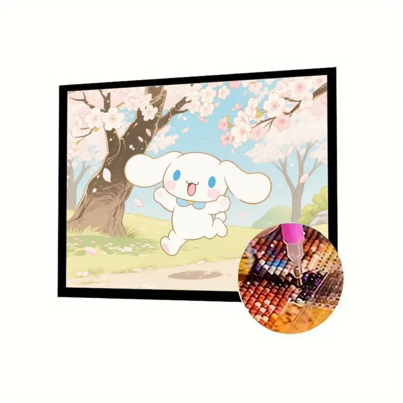 

1 Set Cute Cinnamoroll 5D Diamond Painting Kit - DIY Full Drill Cherry Blossom Spring Landscape Rhinestone Embroidery Wall Art,