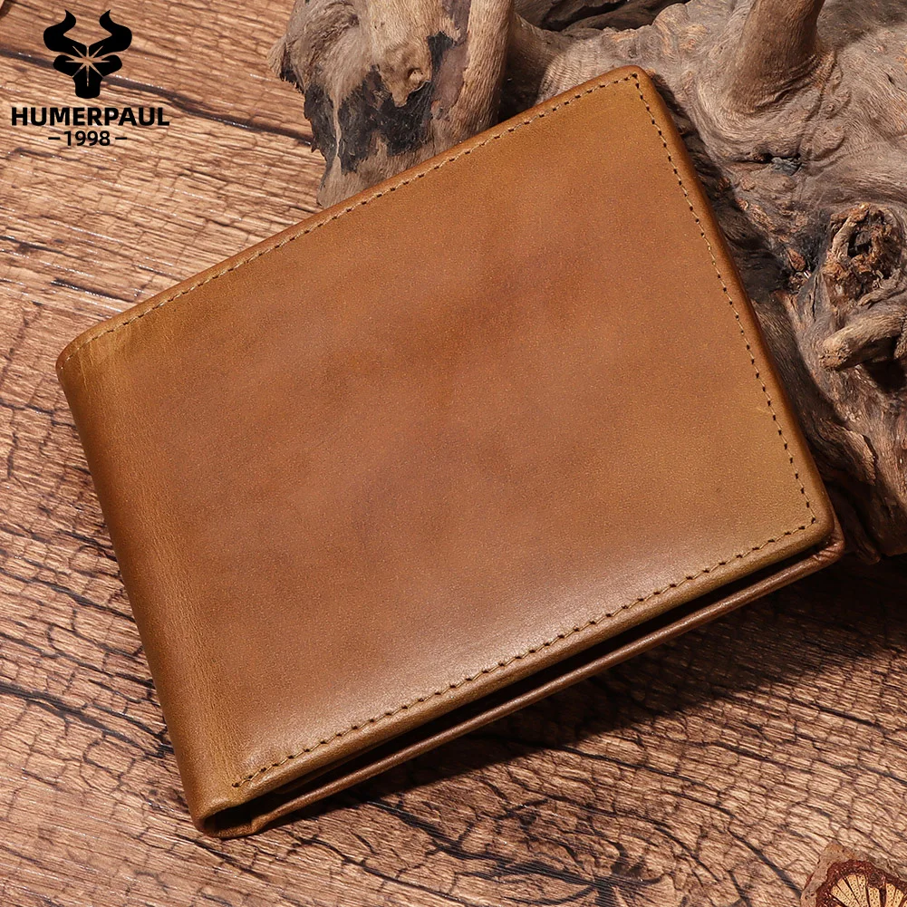 Fathers Day Birthday Gifts for Men RFID Trifold Men Wallet with Credit Card Holder Slot Genuine Leather Organizer Clutch Purse