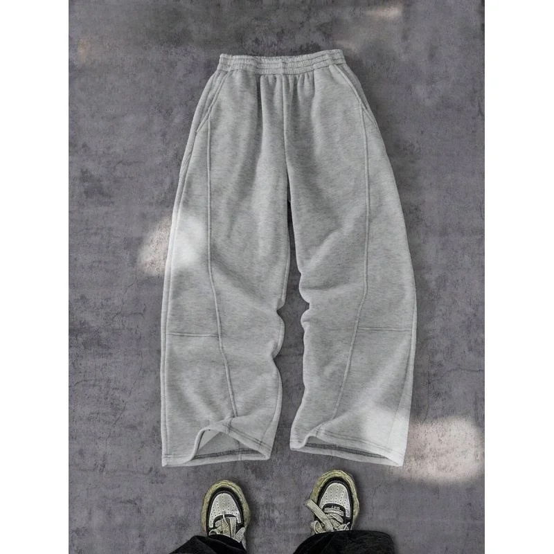 American Style Heavy Sweatpants Loose Fit Comfortable Casual Pants for Men Winter Collection No Brand Registered Trademark
