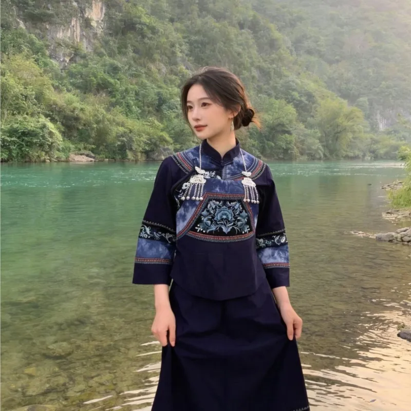 

Экзотическая одежда, женский этнический костюм, топ с вышивкой