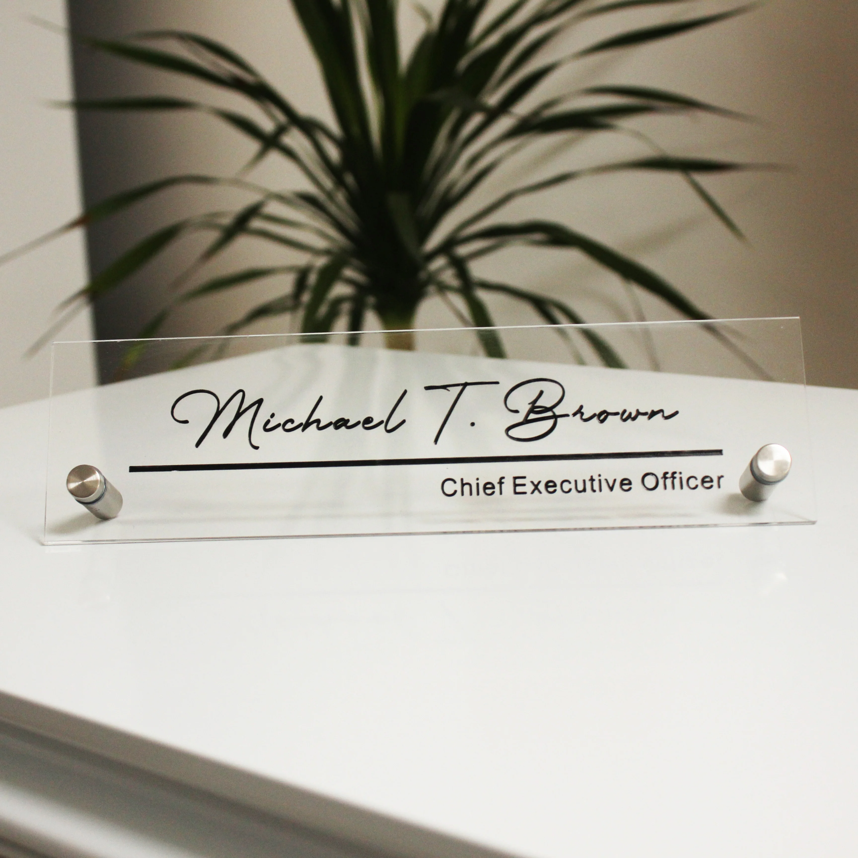 CEO Sign Standing Acrylic Name Plate Clear Script Executive Desk New Job Office Small Business Decor Promotion Gift