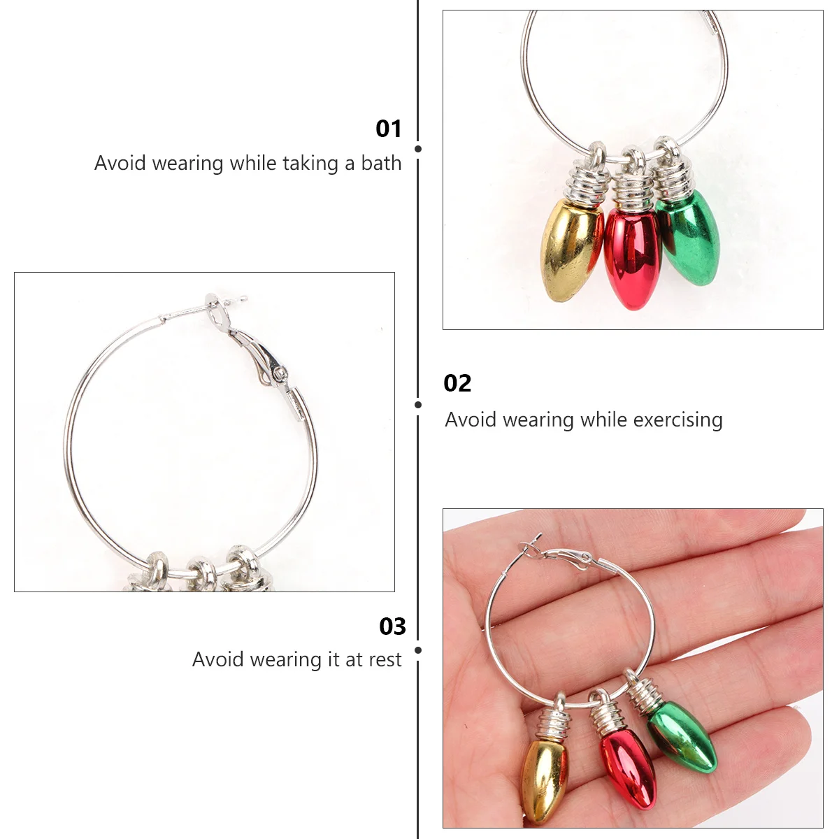 

Creative Bulb Earrings 1Pair Exaggerated Style Party Ears Decorations Trendy Outfit Christmas Gift Bulb Earrings