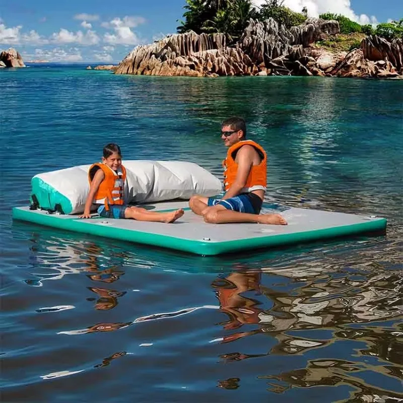 Inflatable Floating Bridge Water Pad Non Slip Surface with Ladder for Family Swimming Lake Island OEM
