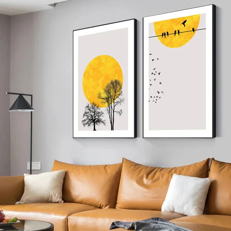 Scandinavia Style Abstract Landscape Winter Morning Unframed Canvas Painting Posters For Living Room Bedroom Home Wall Art Decor