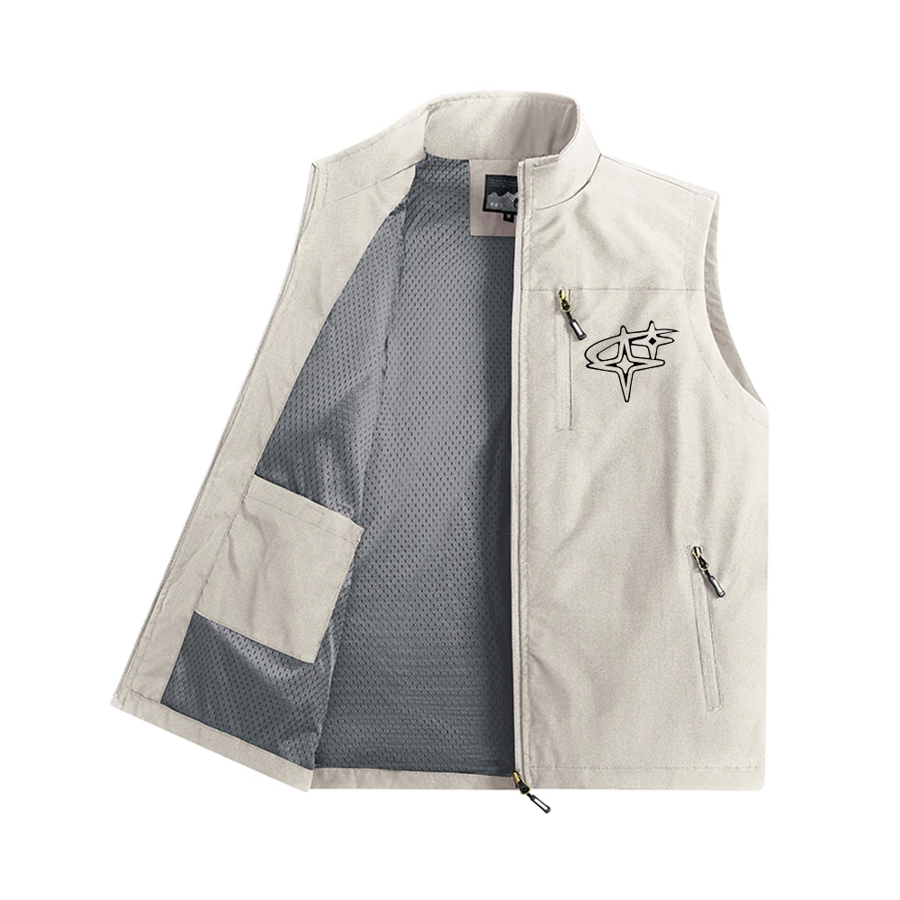 Summer Star Print Stand Up Collar Vest Quick Drying Breathable Outdoor Fitness Fishing Casual Jacket Available Multiple Colors
