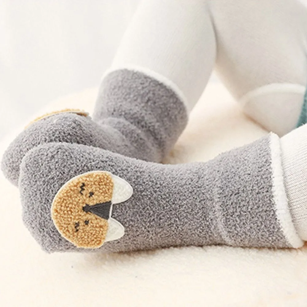 Socks Thick Anti Slip Coral Fleece Bear Crocodile Rabbit Bbay Floor Socks Infant Indoor Socks Cartoon Toddler Socks Baby Socks