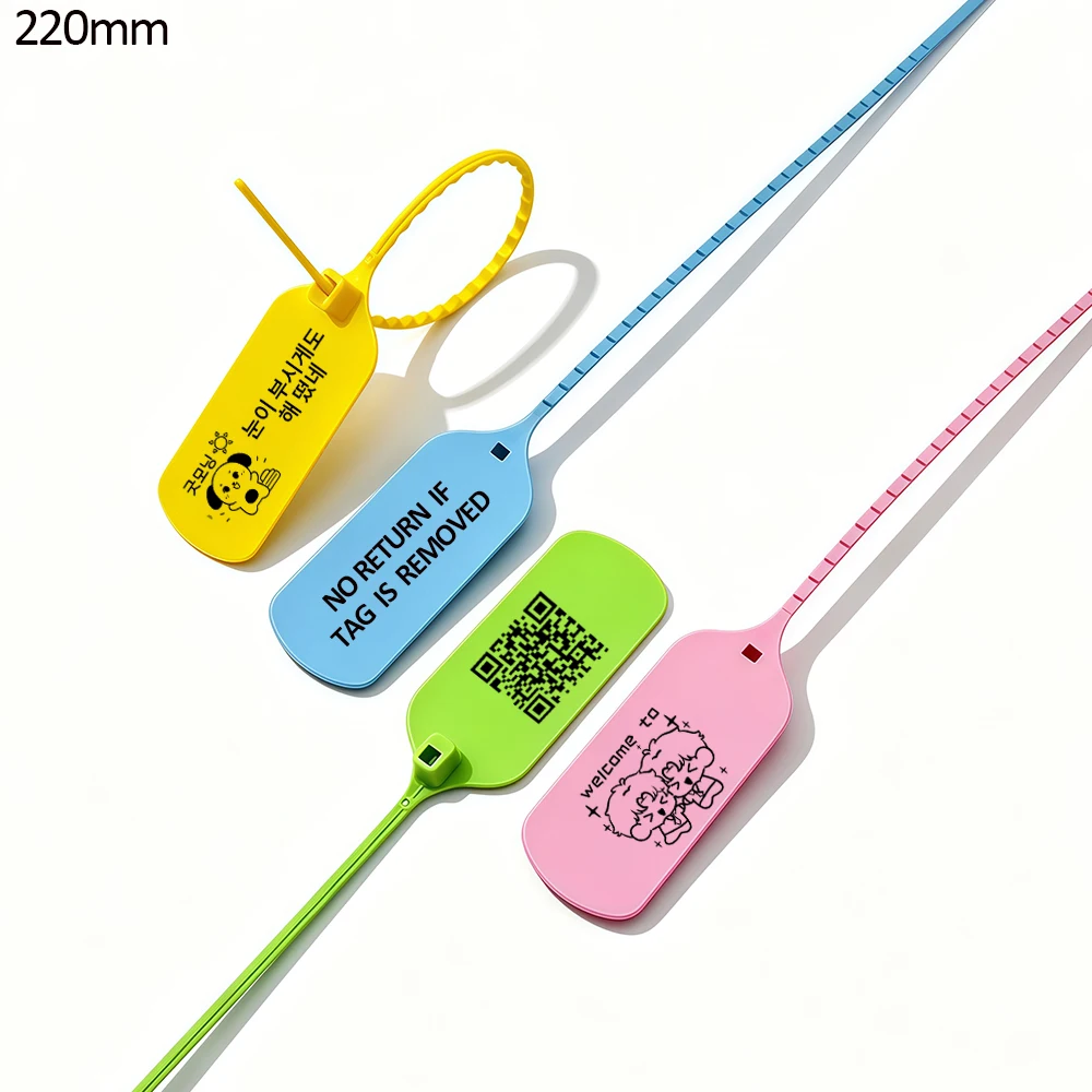 100 Peças de Lacres de Segurança Plásticos Descartáveis com Logotipo Personalizado, Tipo Zip Tie, para Roupas, Calçados, Bolsas e Etiquetas de Presente
