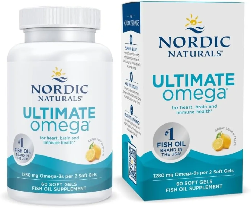 

Ultimate Omega, Lemon Flavor - 60 Soft Gels - Contains EPA and DHA for Brain and Heart Health, Non-GMO