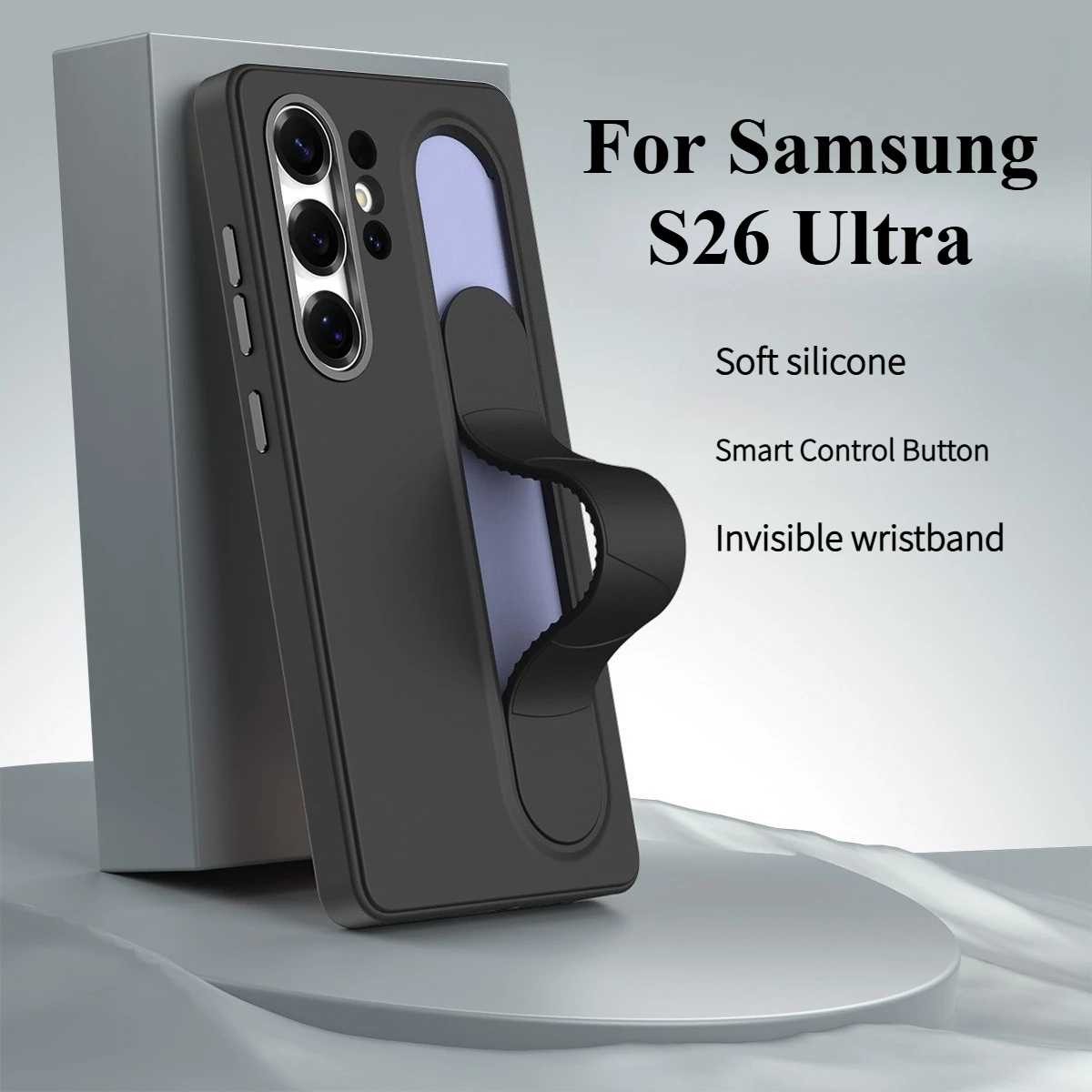 

Minimalist Solid Color Silicon Case for Samsung Galaxy S26Ultra S26 S25Plus AI Camera Contral Adjustable Wristband Protect Cover