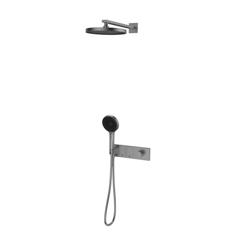 

Embedded, into the wall, shower set, black, white matte