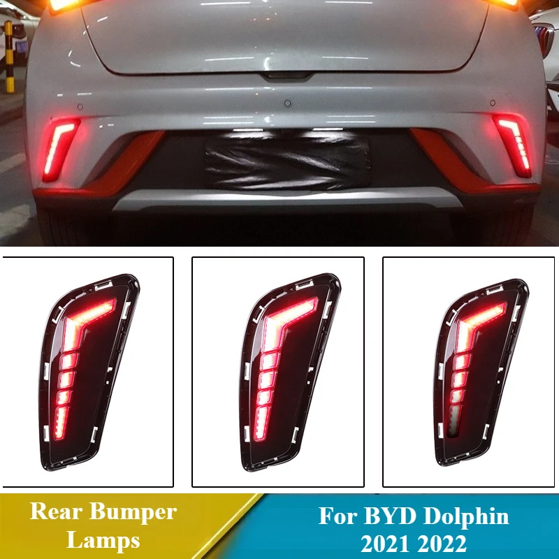 

Автомобильный светодиодный отражатель заднего бампера 12 В для BYD Dolphin 2021 2022, задние противотуманные фары, стоп-сигналы DRL, динамический указатель поворота, дневные фонари