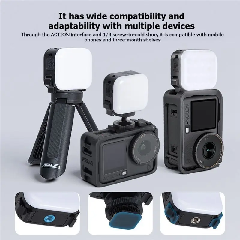 HOT!A72T Multi-Color Temperature Fill Light For DJI ACTION 6 Camera Magnetic Quick Release All-In-One Video Lighting Unit