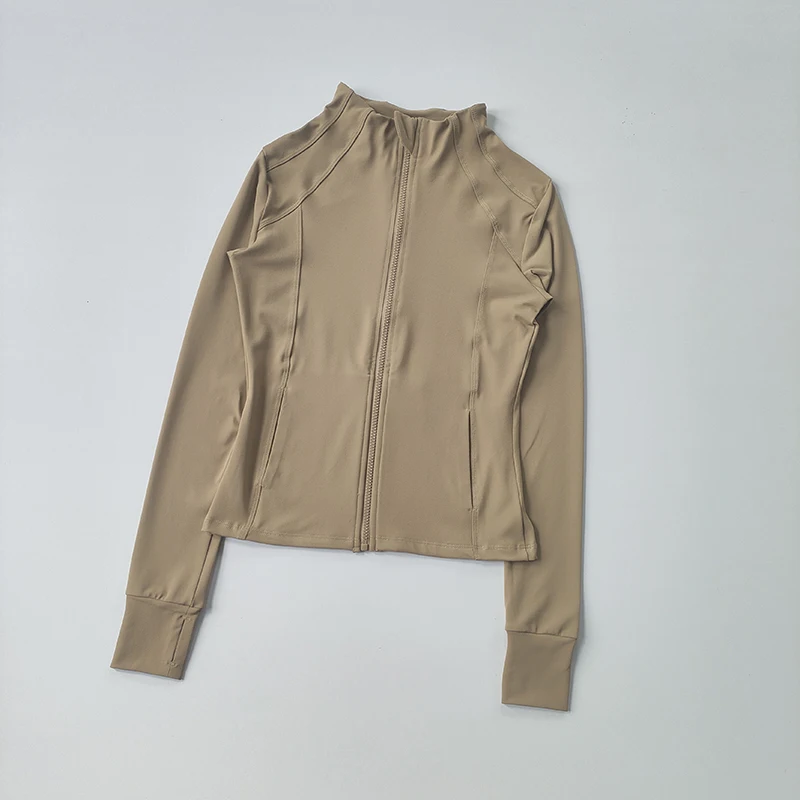 Sportjacke, Damen Herbst- und Winter-Slim-Fit, Professionelle Schnelltrocknende Kleidung, Schlankmachendes Sport-Langarm-Prati-Yoga-Oberteil – Detail 2