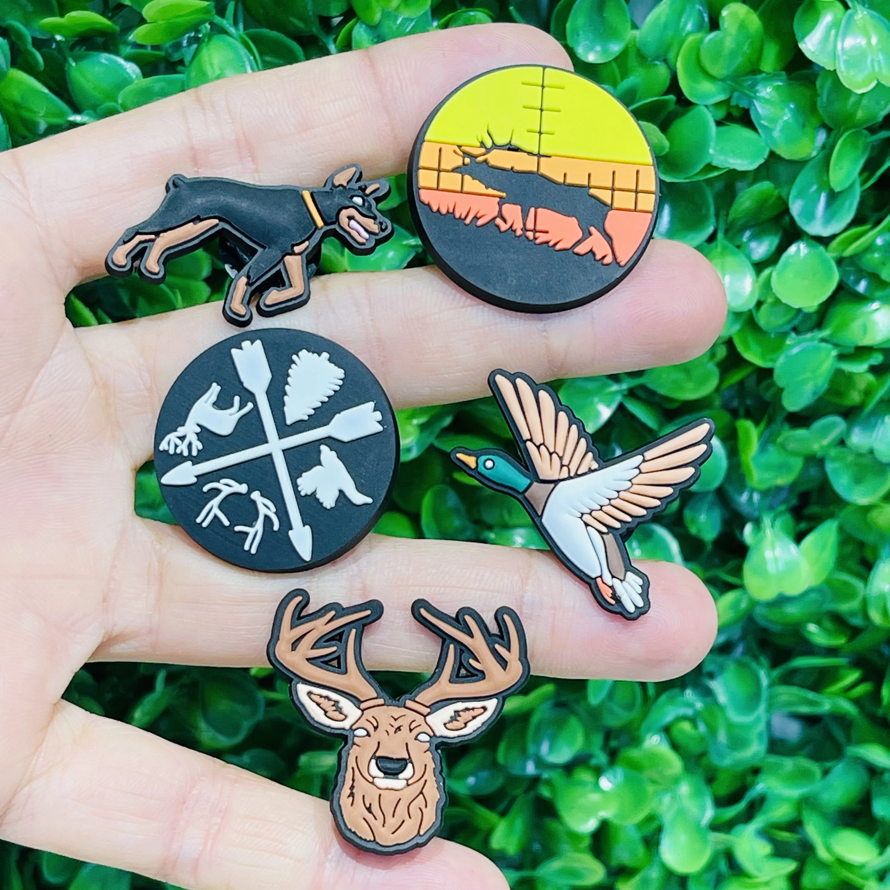 

1-5PCS Hunting Dog Deer Bird PVC Shoe Charms For Clogs Pins Garden Shoes Button Decorations Slipper Accessories Kid Xmas Gifts