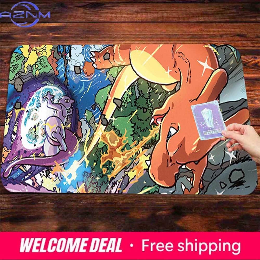 Pokemon Charizard Vs Mewtwo Epic Battle Official Gaming Mouse Pad Non-Slip Large Size Computer Mouse Mat for Gamers