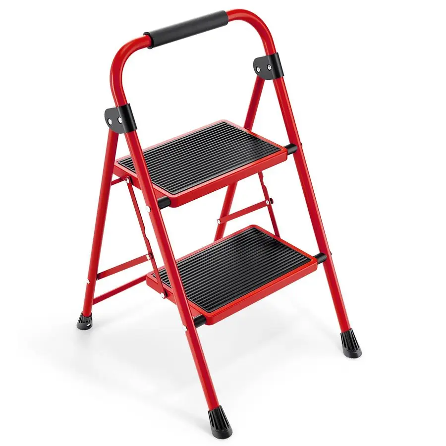 

Двухступенчатая складная лестница для кухни с противоскользящими широкими ступенями и поручнями, легкая и портативная